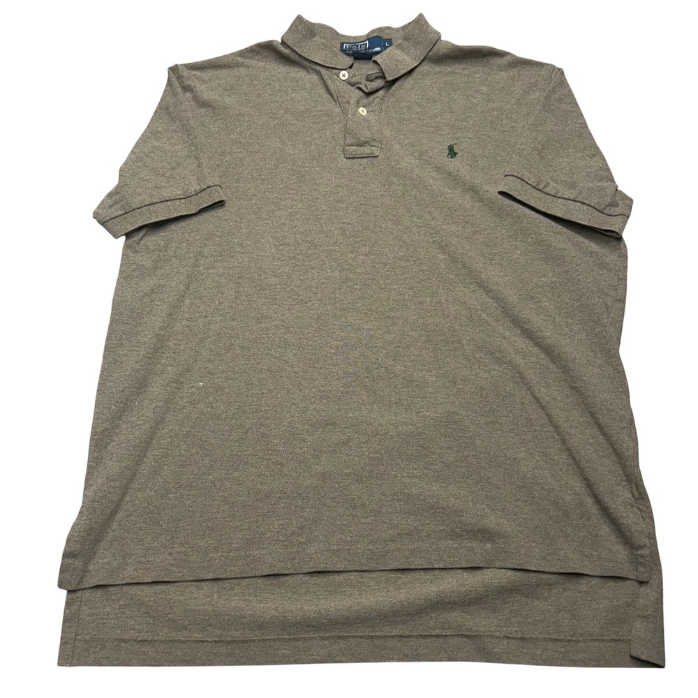 Polo Ralph Lauren Polo Shirt Brown Mens Large Pique‎ Cotton Short Sleeve